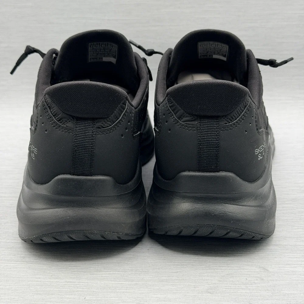 Skechers Cozy Fit Men's 11 Wide 2E Slip Ins Shoes Black Quilted No Tie Walking